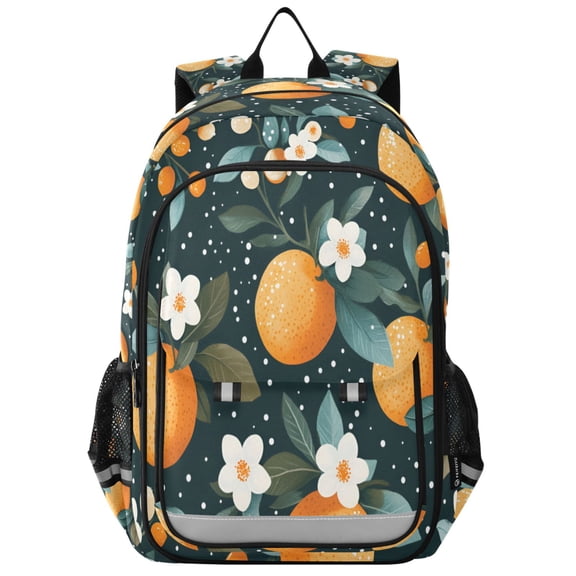FORMRS Unisex School Backpack 17" Student Travel Bag with Laptop Compartment, Green Oranges