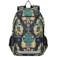 thumbnail image 1 of FORMRS Unisex School Backpack 17" Student Travel Bag with Laptop Compartment, Green Peacock Pattern, 1 of 7