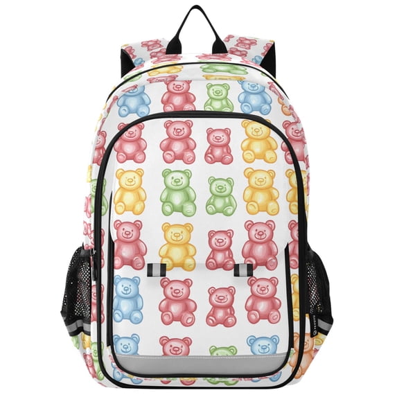 FORMRS Unisex School Backpack 17" Student Travel Bag with Laptop Compartment, Gummy Bear Pattern