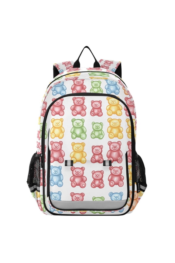 Unisex School Backpack 17" Student Travel Bag with Laptop Compartment, Gummy Bear Pattern
