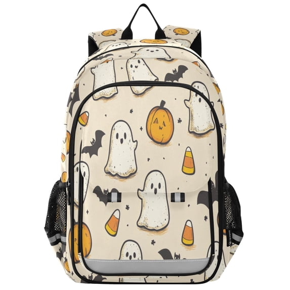 FORMRS Unisex School Backpack 17" Student Travel Bag with Laptop Compartment, Halloween Cute Ghosts
