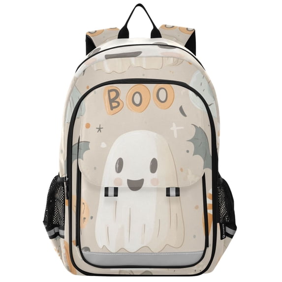 FORMRS Unisex School Backpack 17" Student Travel Bag with Laptop Compartment, Halloween Ghosts