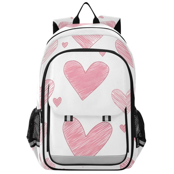 FORMRS Unisex School Backpack 17" Student Travel Bag with Laptop Compartment, Hand Drawn Hearts