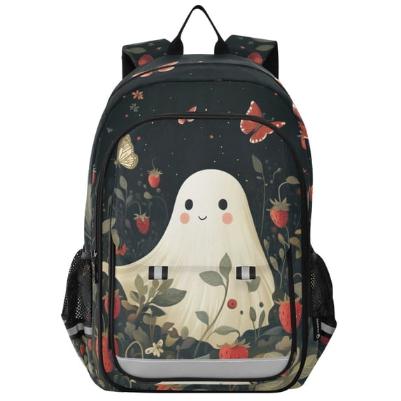 FORMRS Unisex School Backpack 17" Student Travel Bag with Laptop Compartment, Happy Ghost