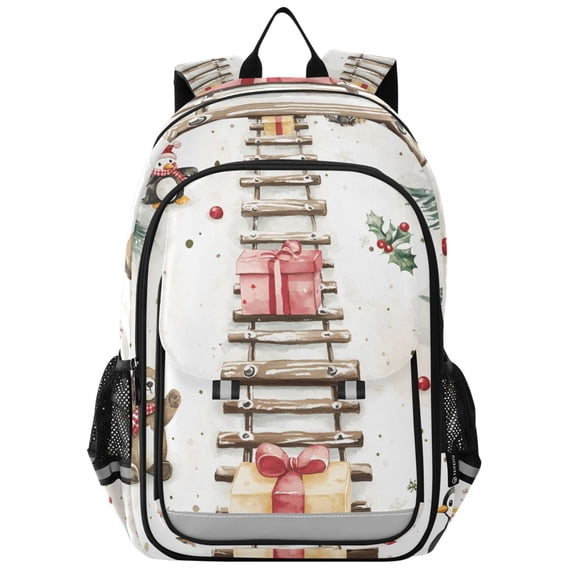 FORMRS Unisex School Backpack 17" Student Travel Bag with Laptop Compartment, Holiday Train