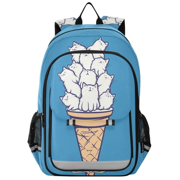 FORMRS Unisex School Backpack 17" Student Travel Bag with Laptop Compartment, Ice Cream Cat