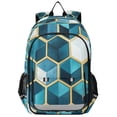 thumbnail image 1 of FORMRS Unisex School Backpack 17" Student Travel Bag with Laptop Compartment, Light Blue Geometric Pattern, 1 of 7