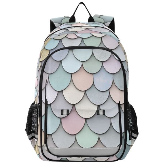 FORMRS Unisex School Backpack 17" Student Travel Bag with Laptop Compartment, Light Blue Shimmering Pattern