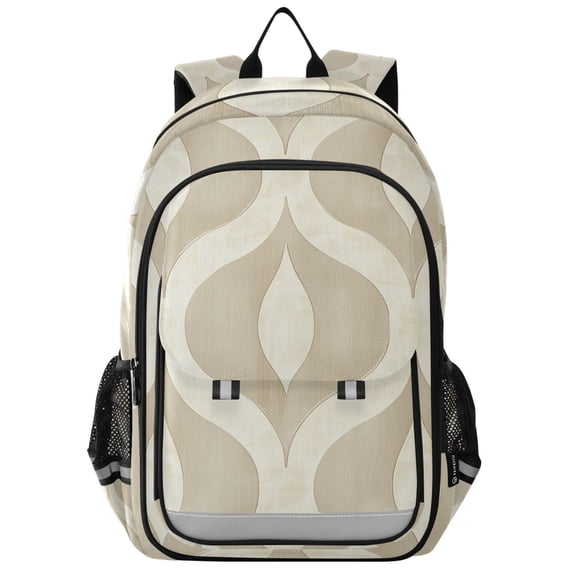 FORMRS Unisex School Backpack 17" Student Travel Bag with Laptop Compartment, Light Brown Pattern
