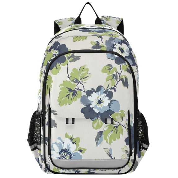 FORMRS Unisex School Backpack 17" Student Travel Bag with Laptop Compartment, Light Floral Pattern
