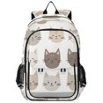 thumbnail image 1 of FORMRS Unisex School Backpack 17" Student Travel Bag with Laptop Compartment, Light Gray Cat Pattern, 1 of 7