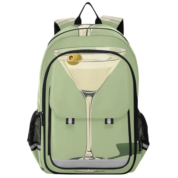 FORMRS Unisex School Backpack 17" Student Travel Bag with Laptop Compartment, Light Green Martini