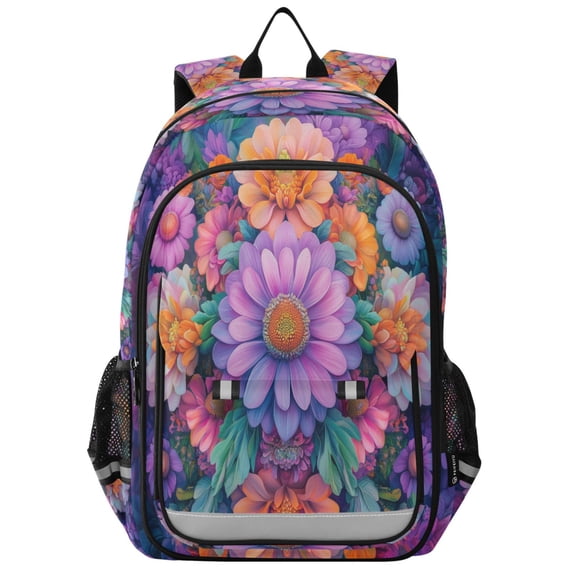 FORMRS Unisex School Backpack 17" Student Travel Bag with Laptop Compartment, Light Purple Flowers