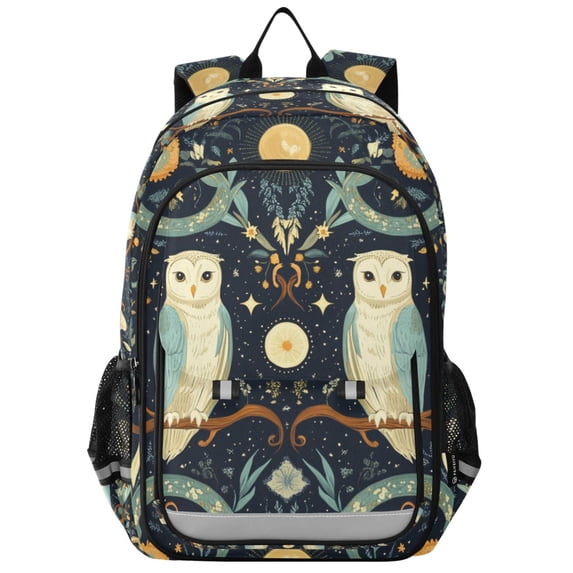 FORMRS School Backpack 17" Student Travel Bag with Laptop Compartment, Mystical Owls Pattern