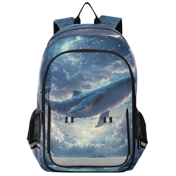 FORMRS Unisex School Backpack 17" Student Travel Bag with Laptop Compartment, Night Floating Whale