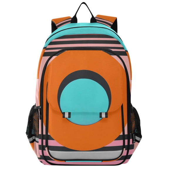 FORMRS Unisex School Backpack 17" Student Travel Bag with Laptop Compartment, Orange Circle