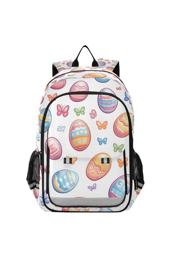 Unisex School Backpack 17" Student Travel Bag with Laptop Compartment, Pastel Easter Pattern