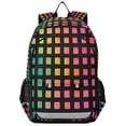 thumbnail image 1 of FORMRS Unisex School Backpack 17" Student Travel Bag with Laptop Compartment, Pink Block Pattern, 1 of 7