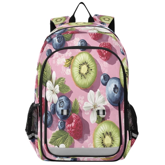FORMRS School Backpack 17" Student Travel Bag with Laptop Compartment, Pink Blueberries