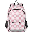 thumbnail image 1 of FORMRS Unisex School Backpack 17" Student Travel Bag with Laptop Compartment, Pink Checkered Heart, 1 of 7