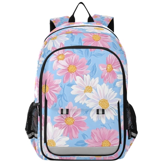 FORMRS Unisex School Backpack 17" Student Travel Bag with Laptop Compartment, Pink Daisy
