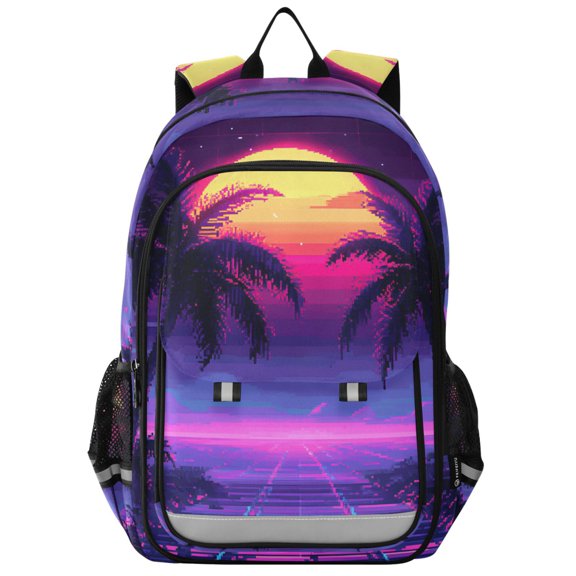 FORMRS Unisex School Backpack 17" Student Travel Bag with Laptop Compartment, Pink Digital Art