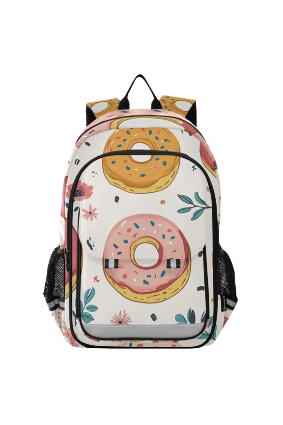 School Backpack 17" Student Travel Bag with Laptop Compartment, Pink Donut