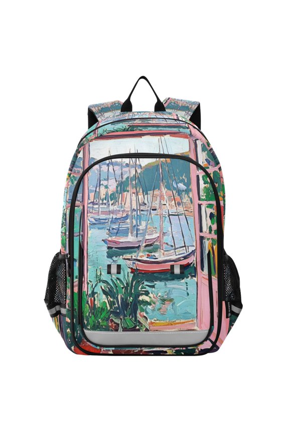 School Backpack 17" Student Travel Bag with Laptop Compartment, Pink Door