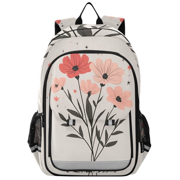 FORMRS School Backpack 17" Student Travel Bag with Laptop Compartment, Pink Flower