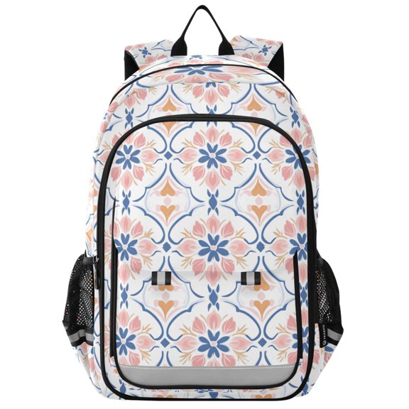FORMRS Unisex School Backpack 17" Student Travel Bag with Laptop Compartment, Pink Mosaic Pattern