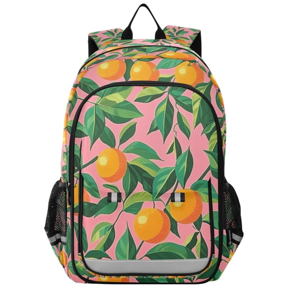 FORMRS School Backpack 17" Student Travel Bag with Laptop Compartment, Pink Oranges