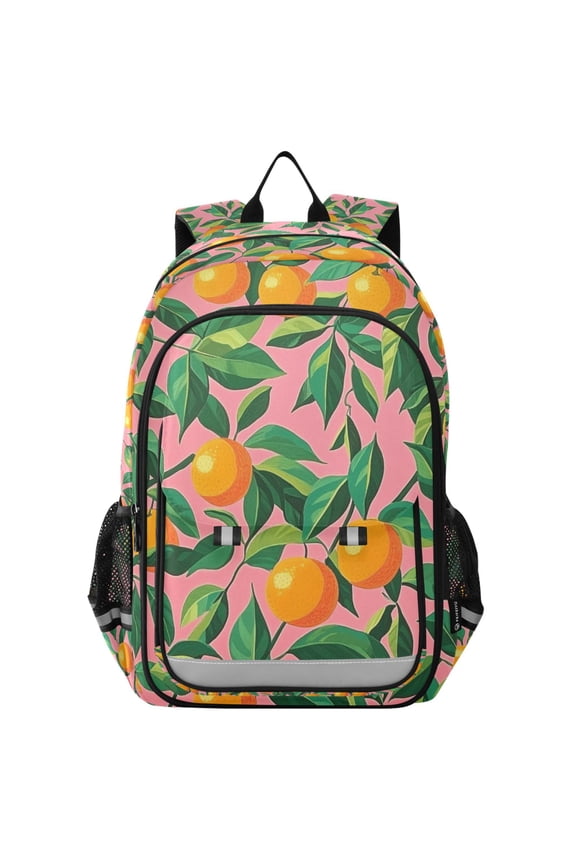 School Backpack 17" Student Travel Bag with Laptop Compartment, Pink Oranges