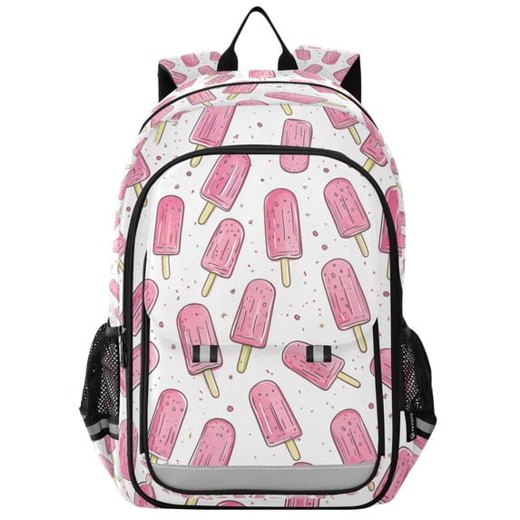 FORMRS Unisex School Backpack 17" Student Travel Bag with Laptop Compartment, Pink Popsicle Pattern
