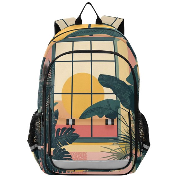 FORMRS School Backpack 17" Student Travel Bag with Laptop Compartment, Pink Sunset