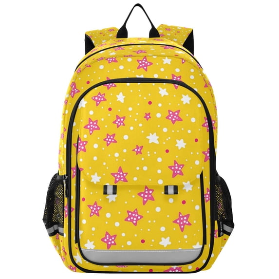 FORMRS School Backpack 17" Student Travel Bag with Laptop Compartment, Pink White Stars