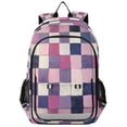 thumbnail image 1 of FORMRS Unisex School Backpack 17" Student Travel Bag with Laptop Compartment, Pink and Purple Plaid Pattern, 1 of 7