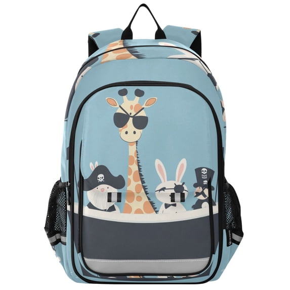FORMRS Unisex School Backpack 17" Student Travel Bag with Laptop Compartment, Pirate Animals