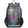 thumbnail image 1 of FORMRS Unisex School Backpack 17" Student Travel Bag with Laptop Compartment, Psychedelic Jellyfish, 1 of 7