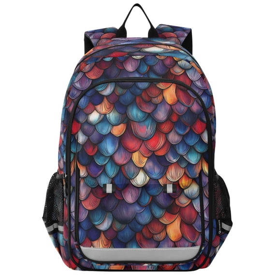 FORMRS Unisex School Backpack 17" Student Travel Bag with Laptop Compartment, Purple Dragon Scales Pattern