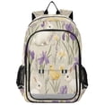 thumbnail image 1 of FORMRS Unisex School Backpack 17" Student Travel Bag with Laptop Compartment, Purple Floral Rabbit, 1 of 7