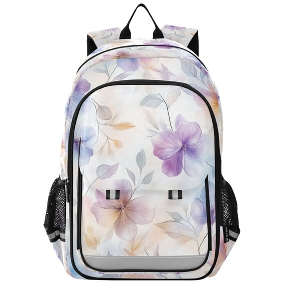 FORMRS Unisex School Backpack 17" Student Travel Bag with Laptop Compartment, Purple Flower Pattern