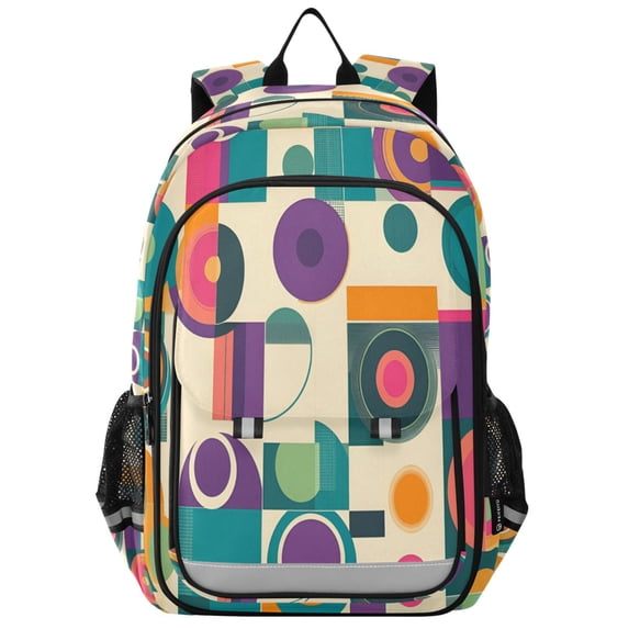 FORMRS Unisex School Backpack 17" Student Travel Bag with Laptop Compartment, Purple Geometric