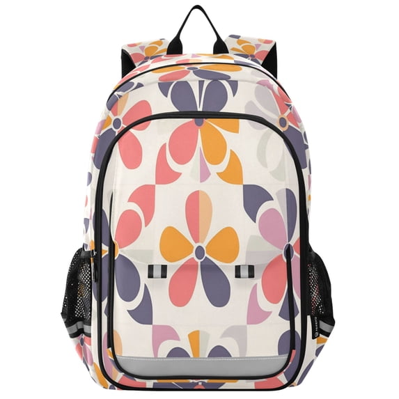 FORMRS Unisex School Backpack 17" Student Travel Bag with Laptop Compartment, Purple Retro Flower