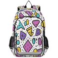 thumbnail image 1 of FORMRS Unisex School Backpack 17" Student Travel Bag with Laptop Compartment, Purple Retro Pattern, 1 of 7