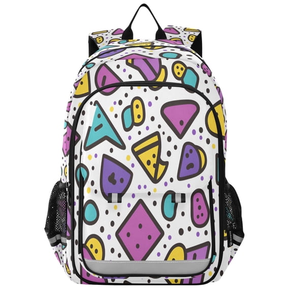 FORMRS Unisex School Backpack 17" Student Travel Bag with Laptop Compartment, Purple Retro Pattern