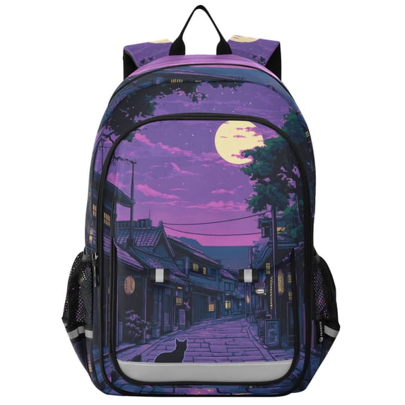 FORMRS Unisex School Backpack 17" Student Travel Bag with Laptop Compartment, Purple Street