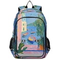 thumbnail image 1 of FORMRS Unisex School Backpack 17" Student Travel Bag with Laptop Compartment, Purple Window, 1 of 7