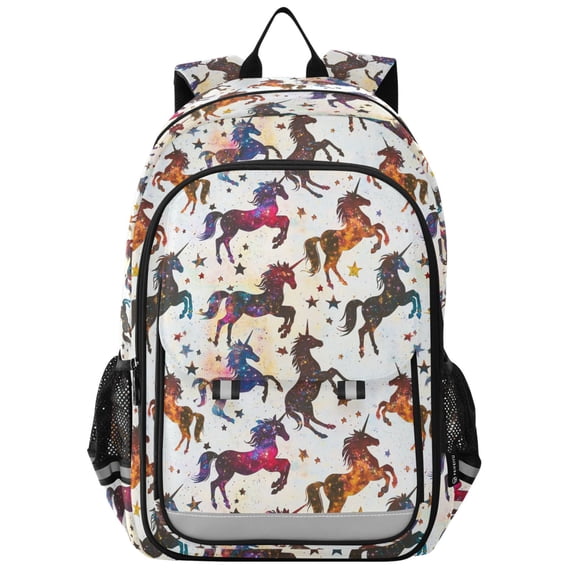 FORMRS Unisex School Backpack 17" Student Travel Bag with Laptop Compartment, Rainbow Stars Pattern