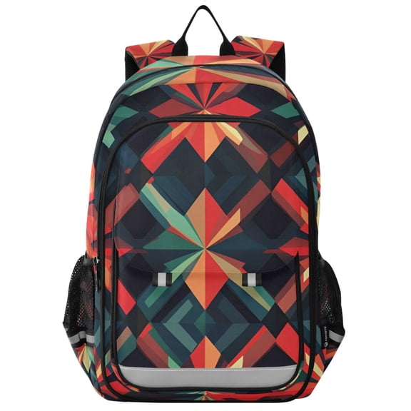 FORMRS Unisex School Backpack 17" Student Travel Bag with Laptop Compartment, Red Abstract