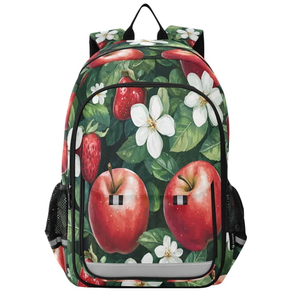 FORMRS Unisex School Backpack 17" Student Travel Bag with Laptop Compartment, Red Apple Pattern